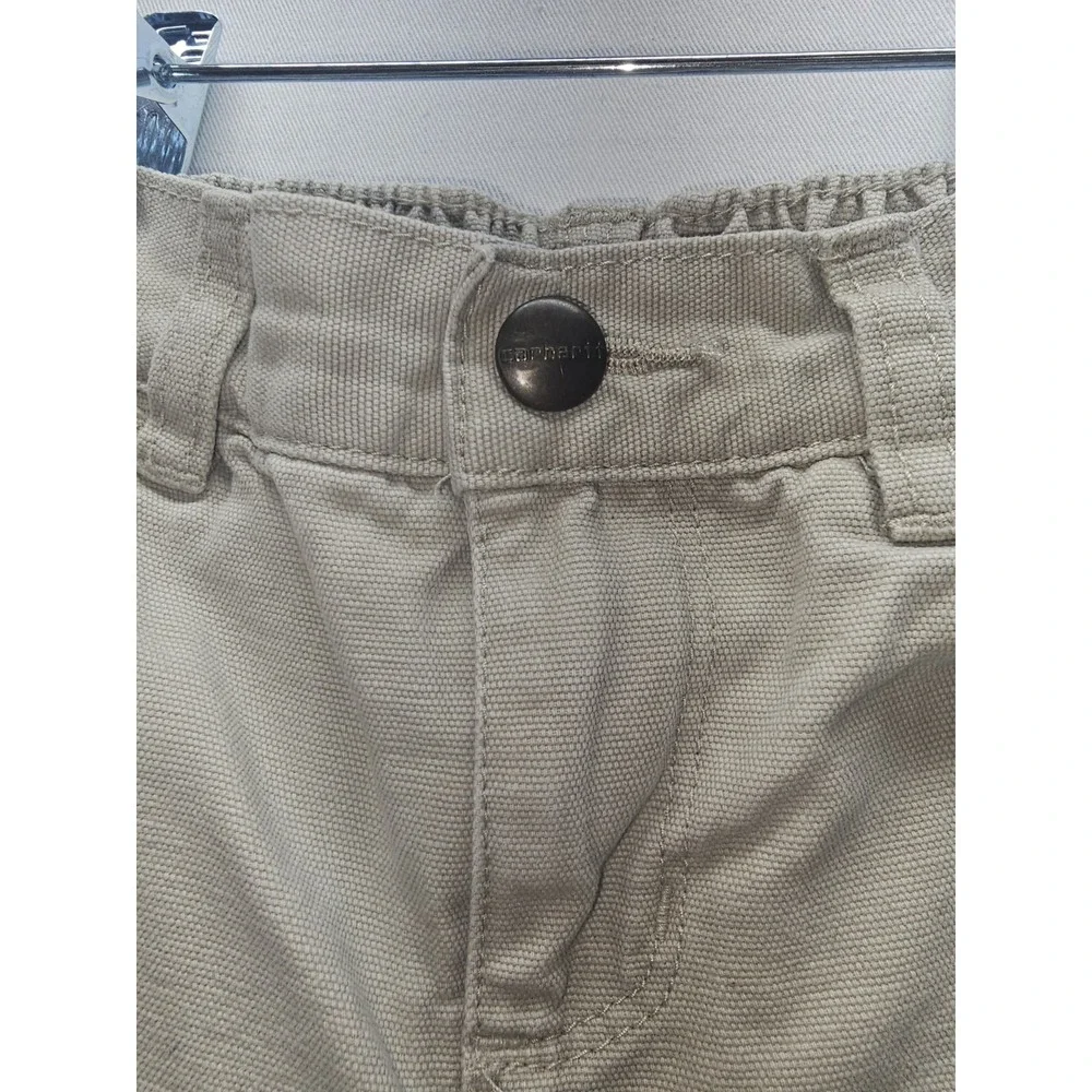 VTG 90s Carhartt Kids Canvas Work Pants Khaki Utility Dungarees Infant 12M